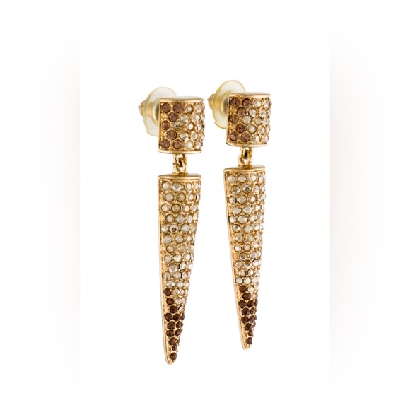 Judith Leiber Crystal Pave Icicle Earrings- Excelent condition with box. - Picture 2 of 4